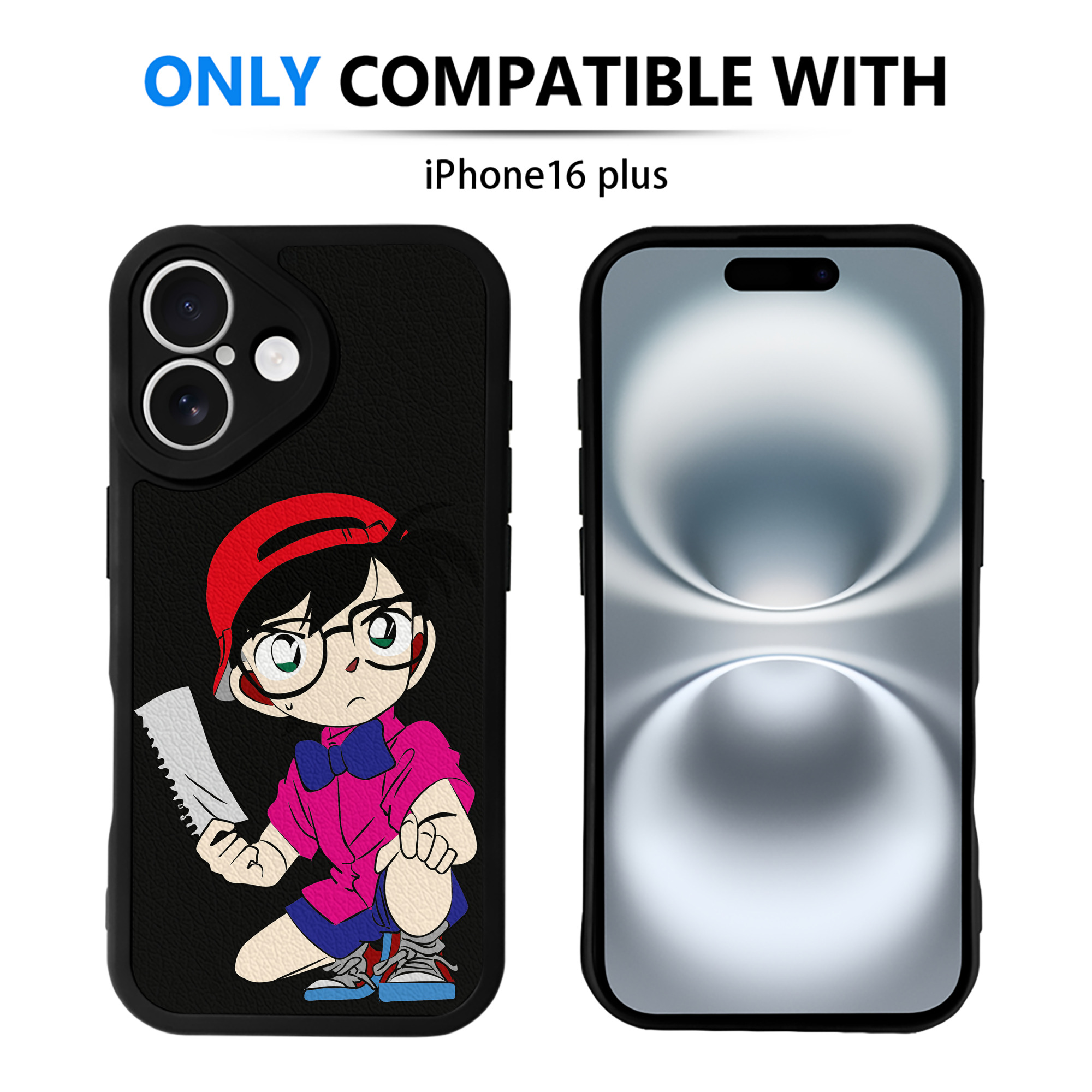 （画像用） 名探偵コナン 江戸川 コナン Detective Conan Conan Edogawa 【iPhone 16シリーズ対応】シリコンスマホケース（レザー調） 材質：シリコン